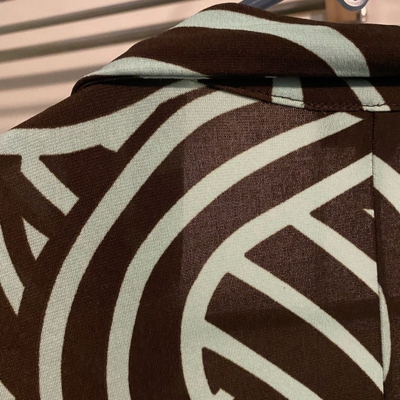 BCX brown & mint green geometric pattern wrap dress - Picture 9 of 16